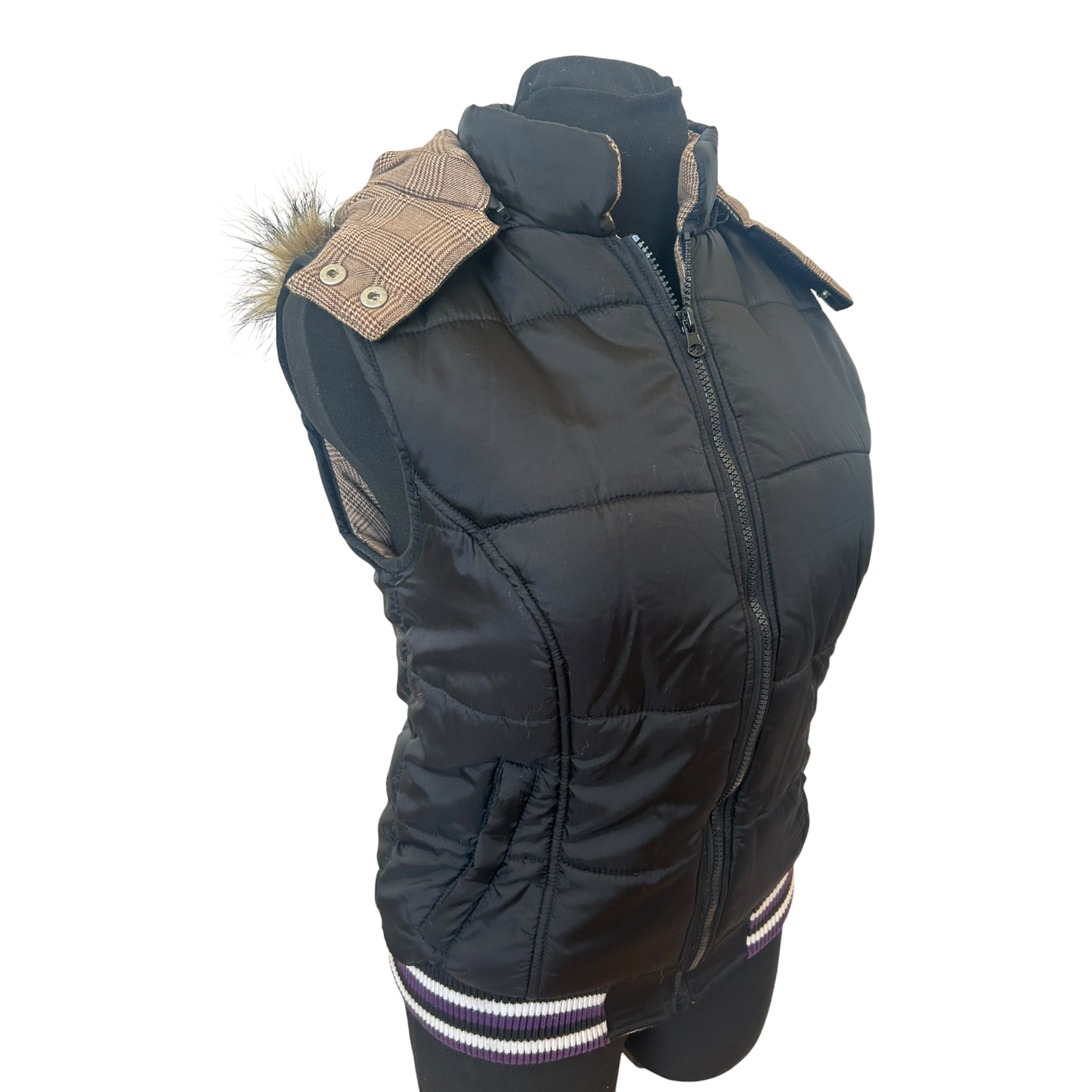 Chikiwi Sportswear Weste Damen Gr 36 Schwarz Steppweste Kapuze Sportlich