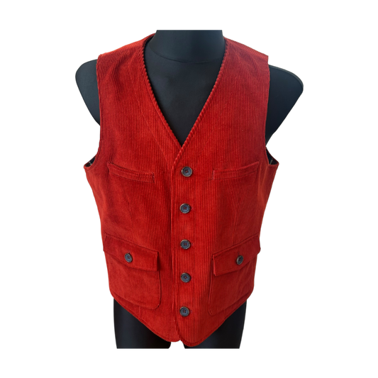 Beavers Herren Weste Gr 50 Rot Cord England Style Baumwolle Vintage