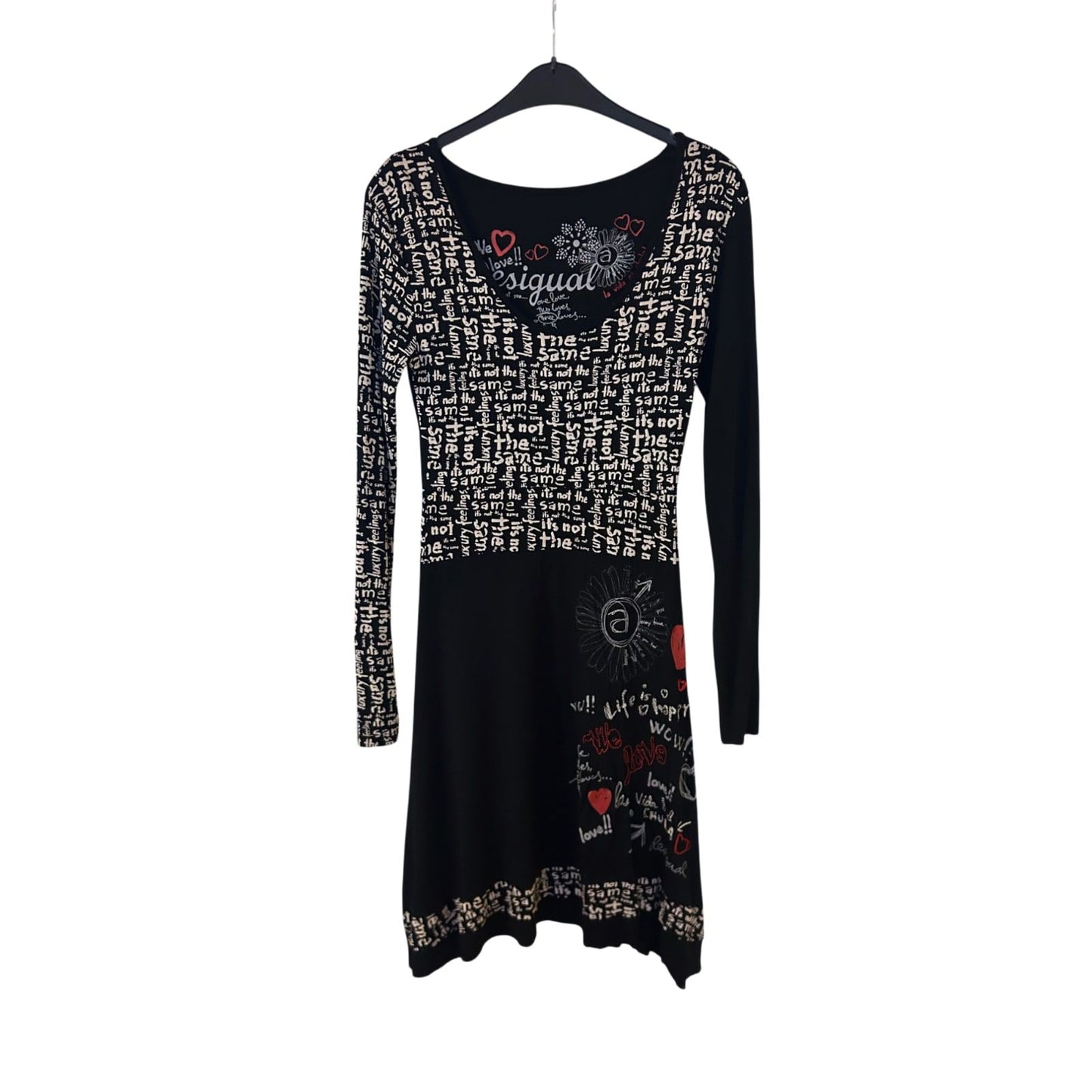 Desigual Kleid Damen Dress Damenkleid Gr. S Schwarz Print Stretch Stylisch Look