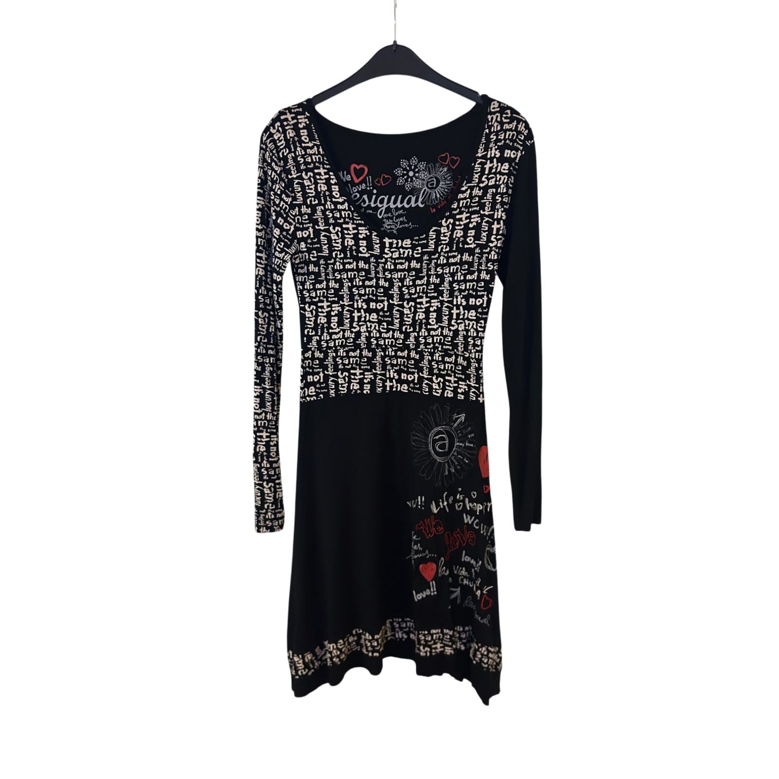 Desigual Kleid Damen Dress Damenkleid Gr. S Schwarz Print Stretch Stylisch Look