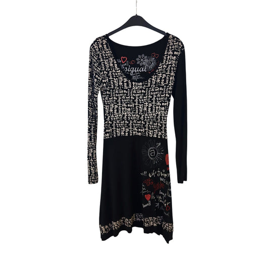 Desigual Kleid Damen Dress Damenkleid Gr. S Schwarz Print Stretch Stylisch Look