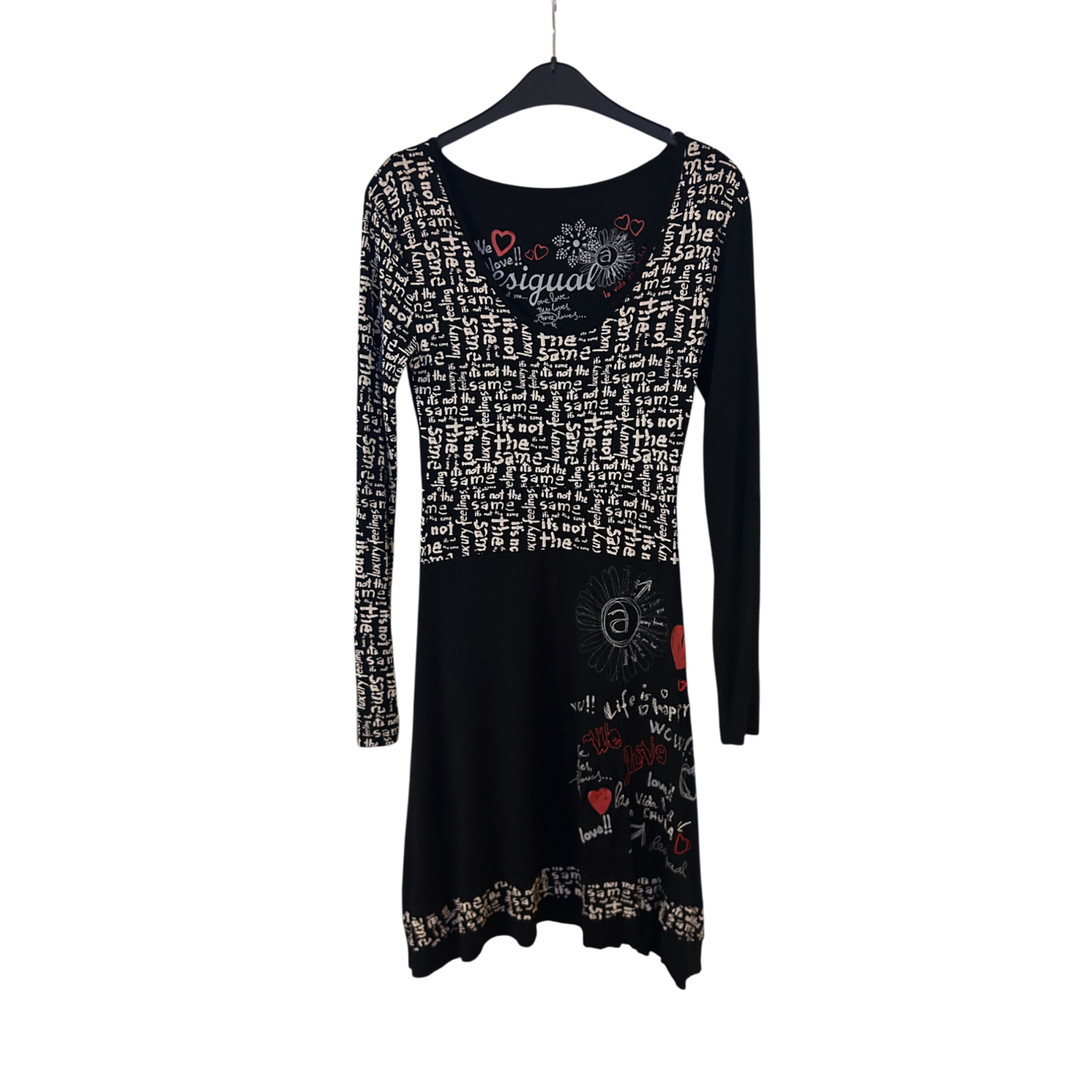 Desigual Kleid Damen Dress Damenkleid Gr. S Schwarz Print Stretch Stylisch Look