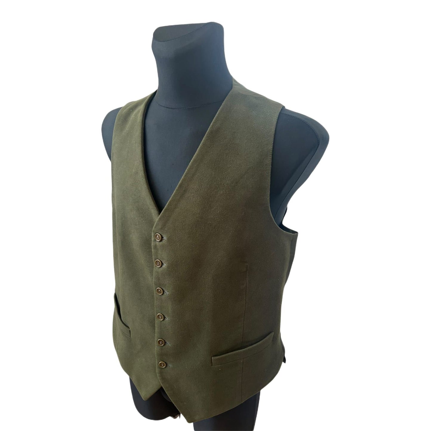 Magee Herren Weste Gr 50 Dunkelgrün Wollstoff Country Stil Elegant Vintage
