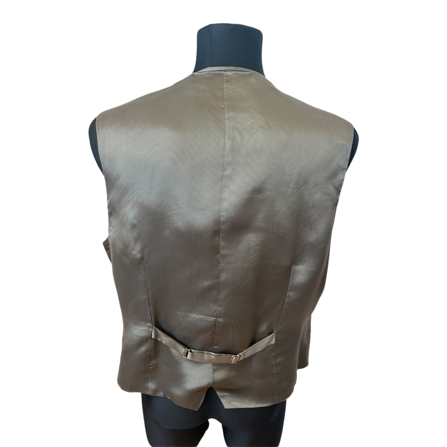 Roy Robson Weste Herren Gr 50 Taupe Nadelstreifen Schurwolle Leinen