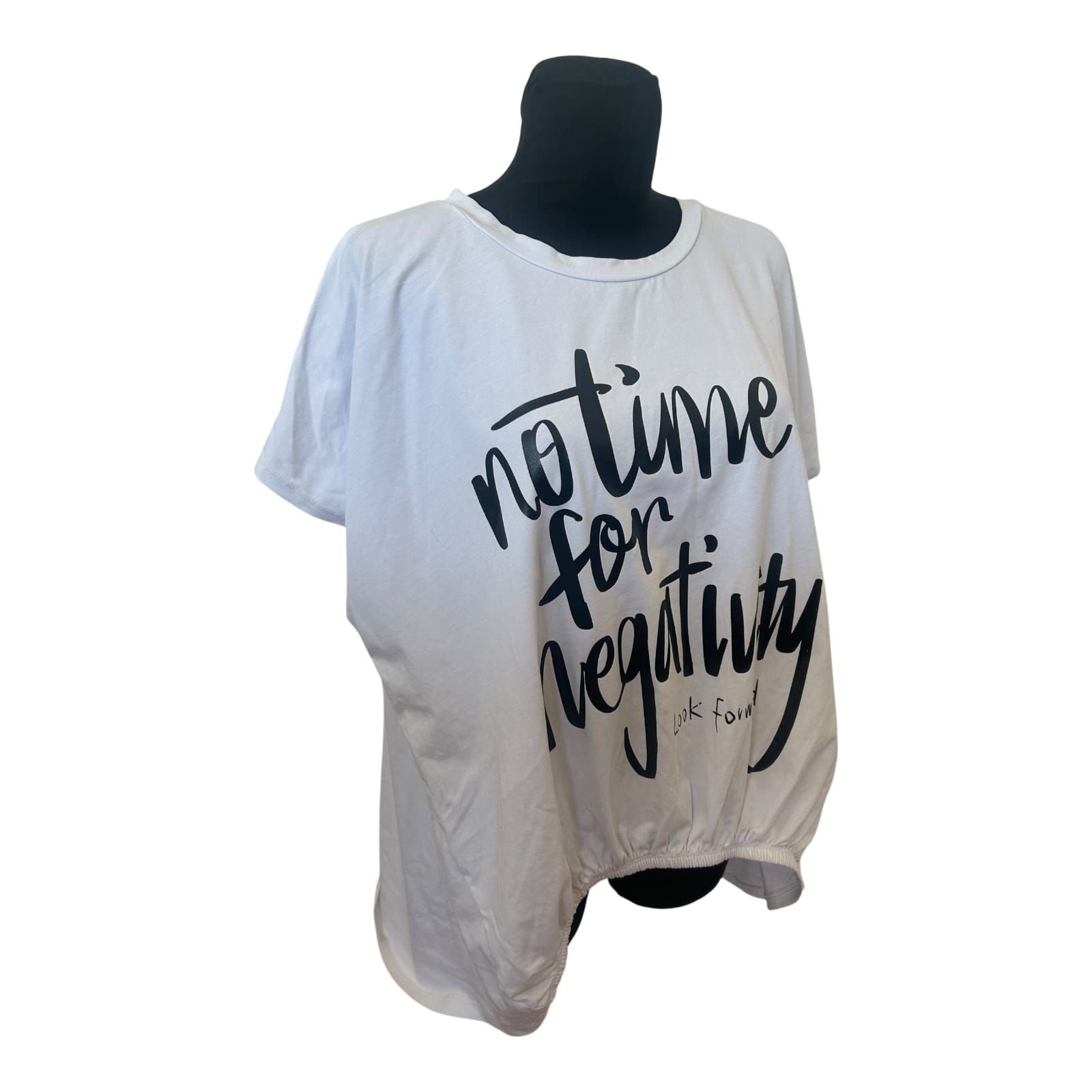 Made with Love Damen T Shirt Weiß Large Print Italy Oversize Baumwolle Stretch