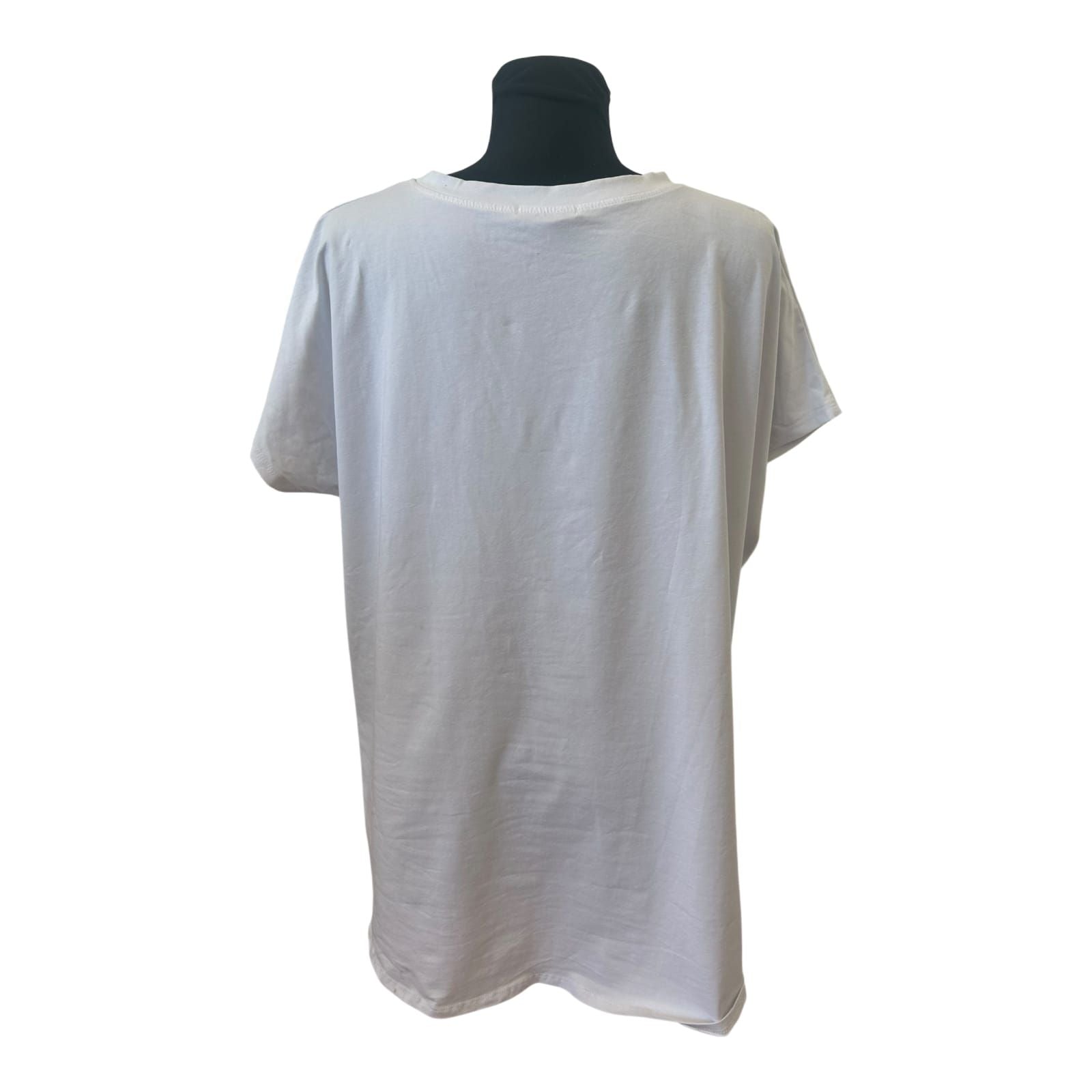 Made with Love Damen T Shirt Weiß Large Print Italy Oversize Baumwolle Stretch