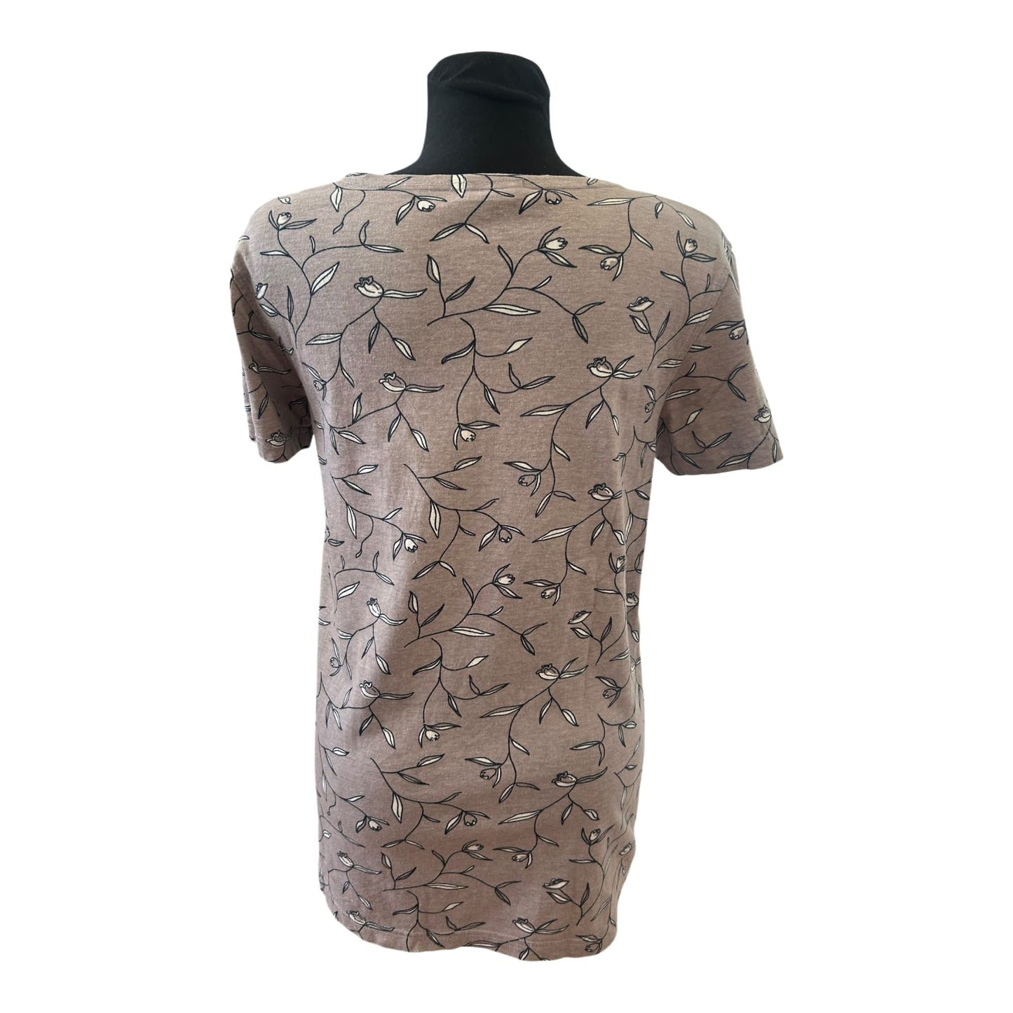 Scalino Damen T Shirt Gr 38 Braun Blumen Muster Baumwolle Viskose Mix