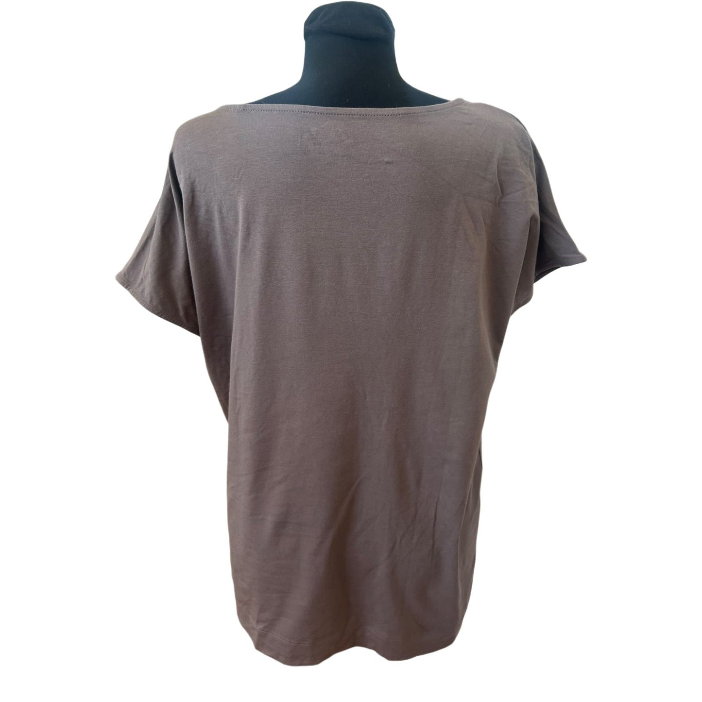 Adagio Damen Shirt Gr 46 Braun Modal Baumwolle Stretch Punkte Applikation