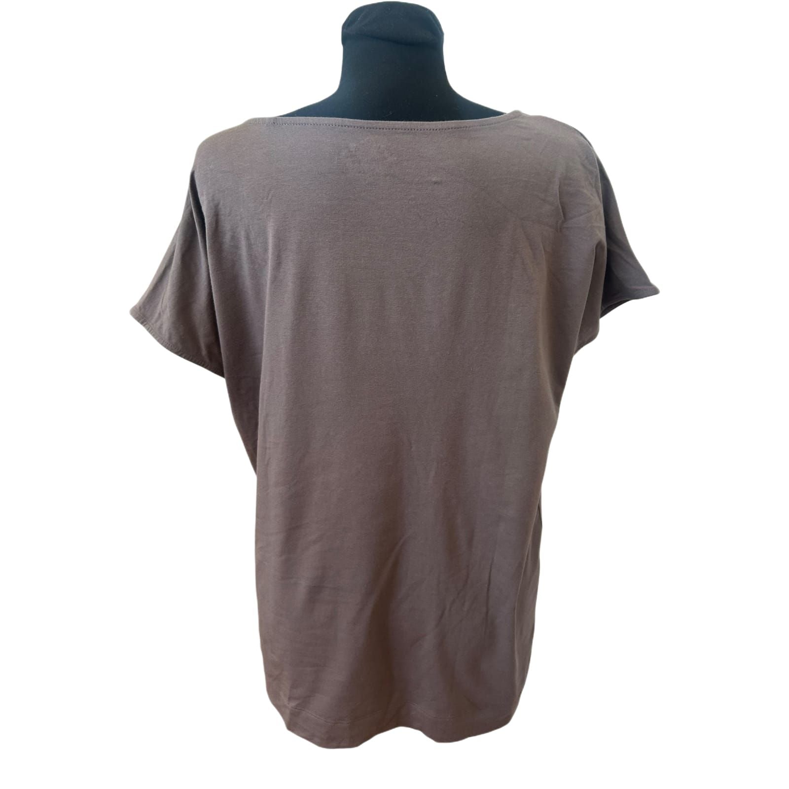 Adagio Damen Shirt Gr 46 Braun Modal Baumwolle Stretch Punkte Applikation