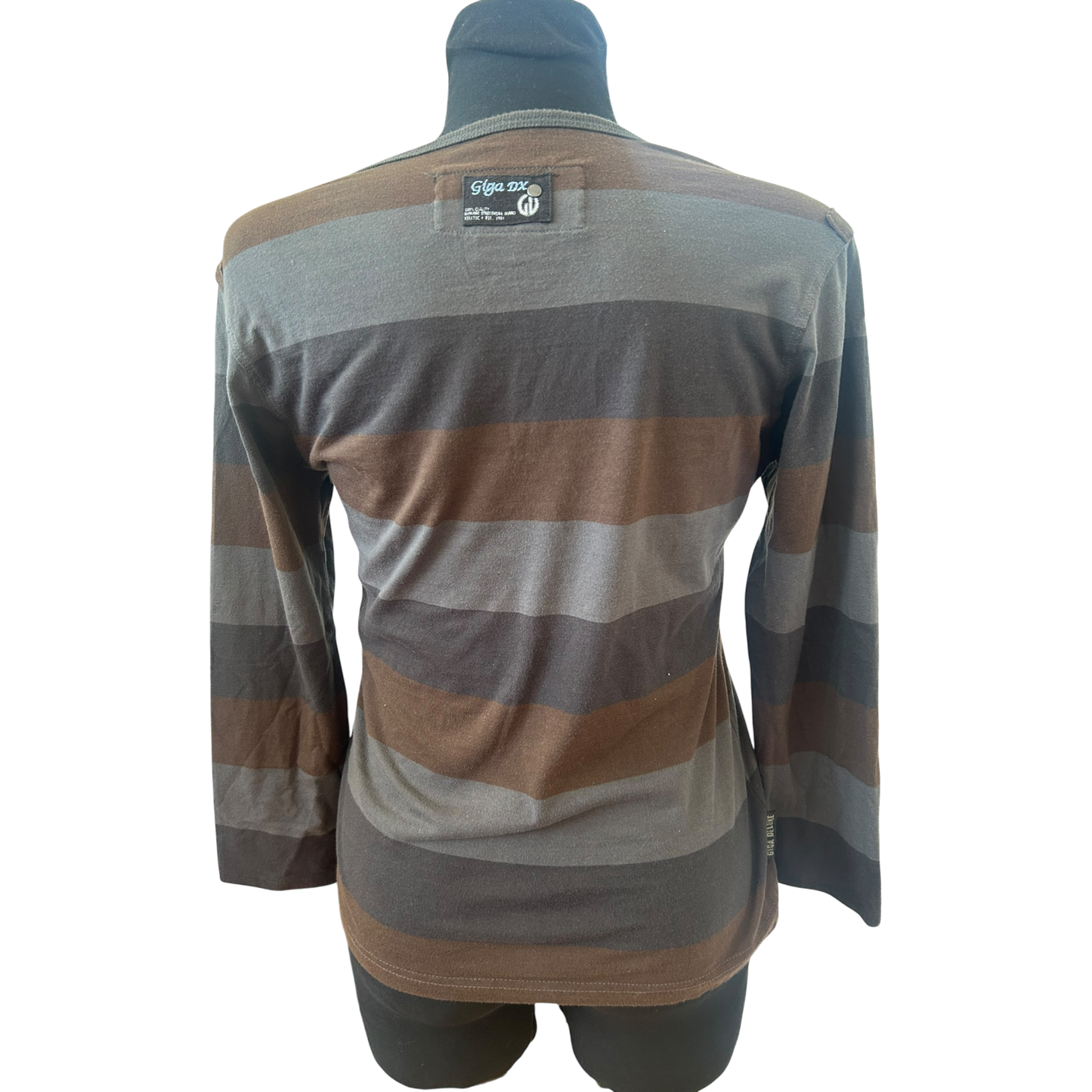 Killtec Giga DX Damen Shirt Gr 40 Braun Grau Gestreift 3/4 Arm Baumwolle