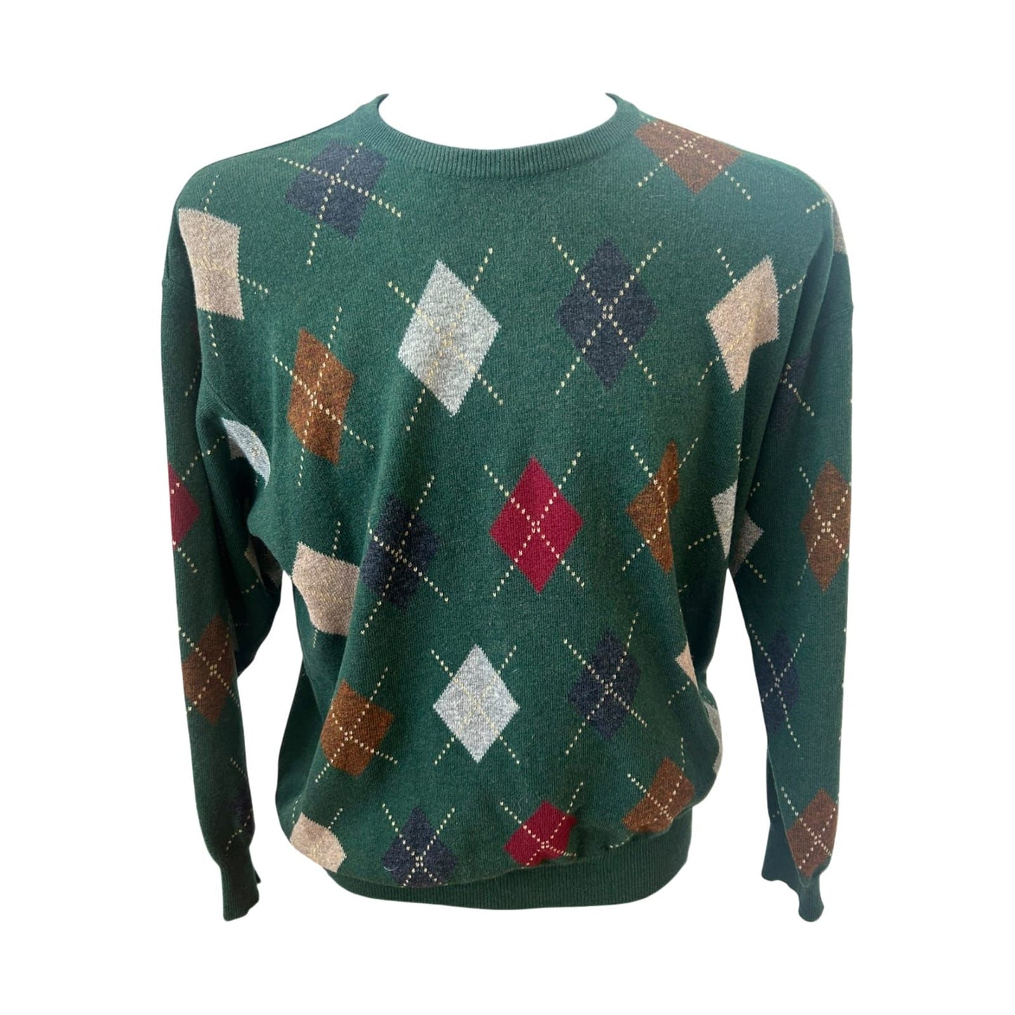 Herren Pullover Gr 54 Dunkelgruen Argyle Super Geelong 100% Schurwolle