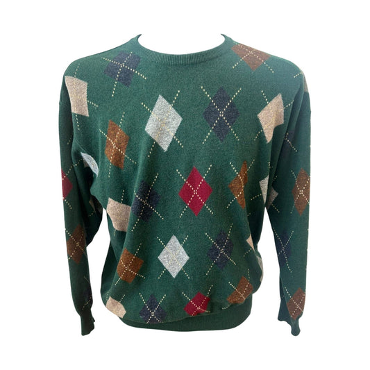 Herren Pullover Gr 54 Dunkelgruen Argyle Super Geelong 100% Schurwolle