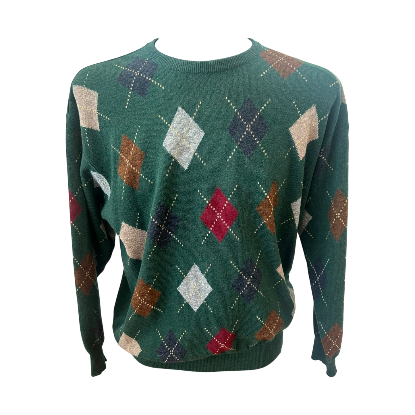 Herren Pullover Gr 54 Dunkelgruen Argyle Super Geelong 100% Schurwolle