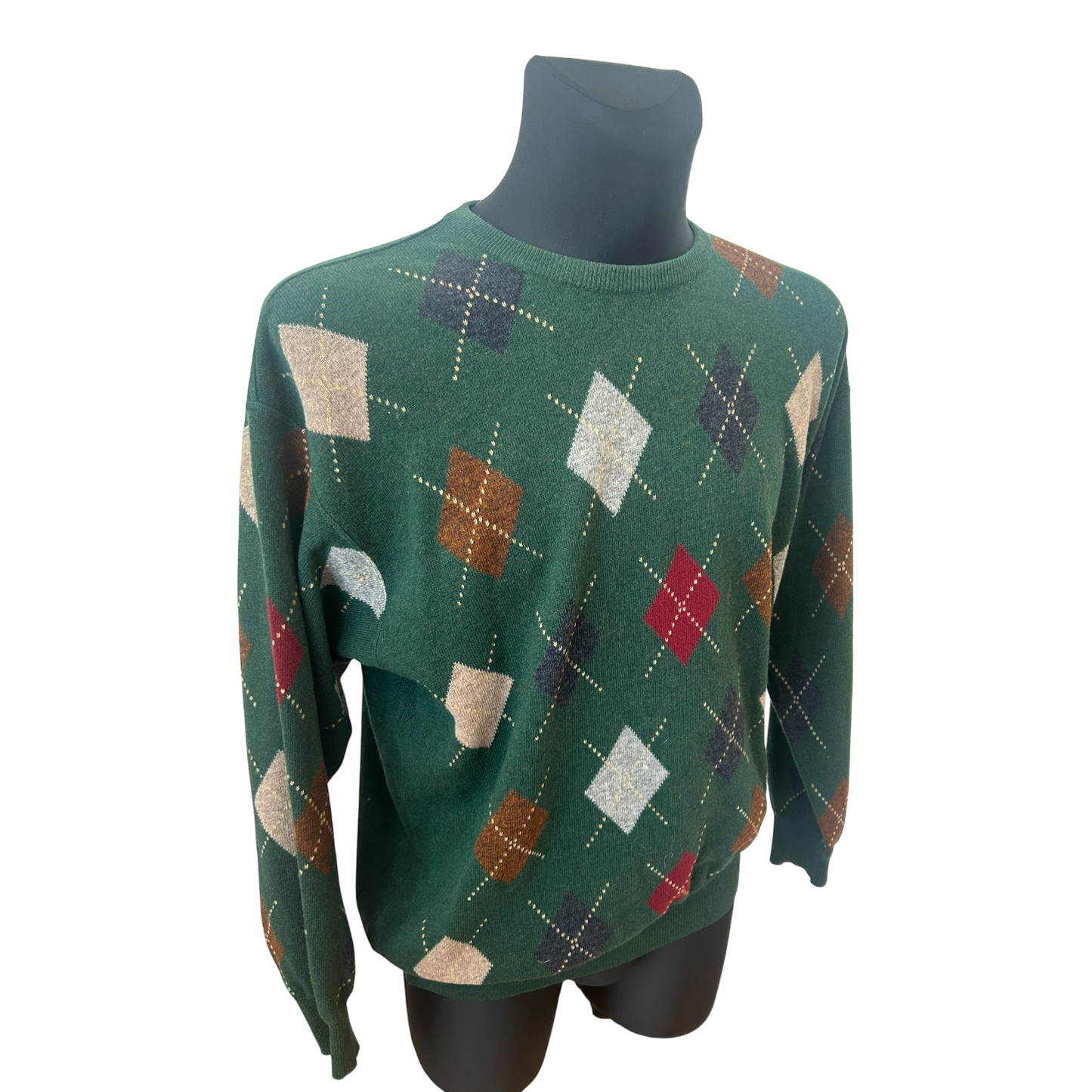 Herren Pullover Gr 54 Dunkelgruen Argyle Super Geelong 100% Schurwolle