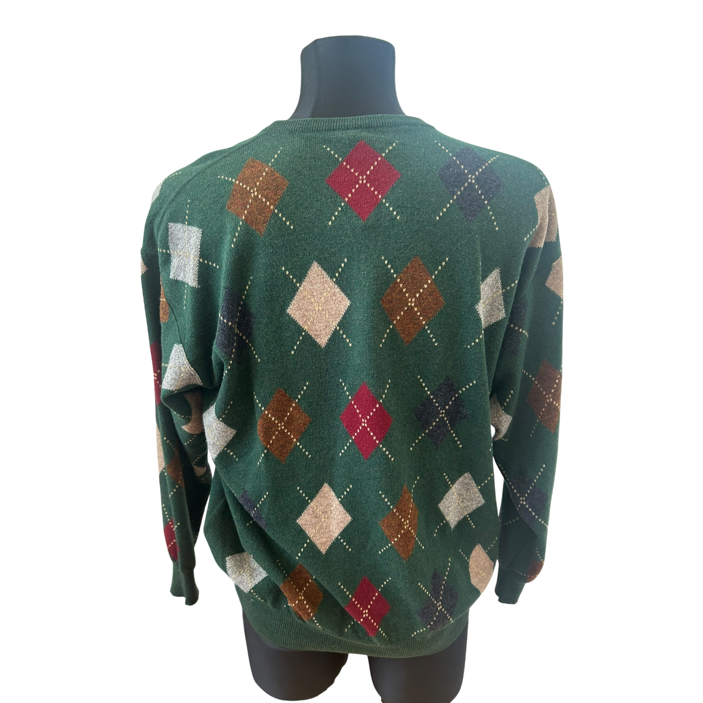 Herren Pullover Gr 54 Dunkelgruen Argyle Super Geelong 100% Schurwolle