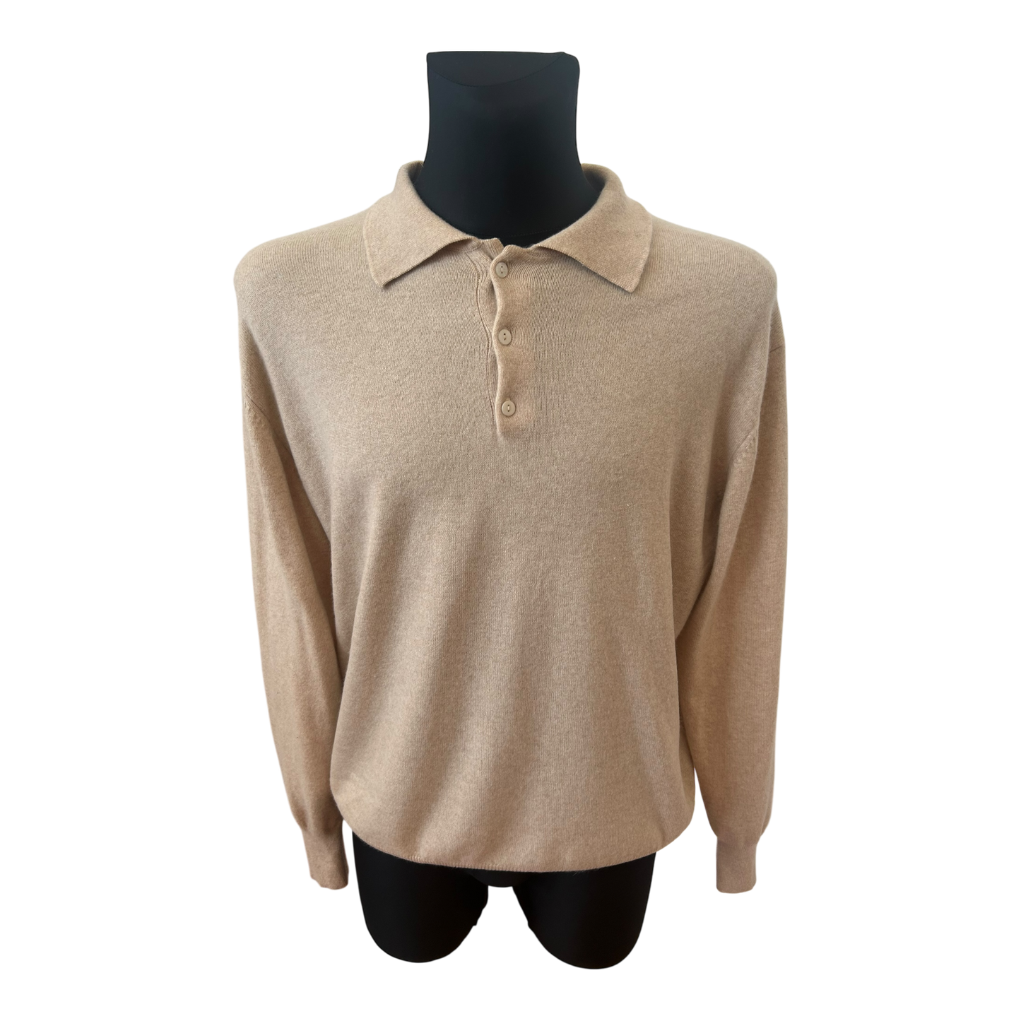 Herren Kaschmir Pullover Beige Polokragen 100 Kaschmir XL 54 Edel Klassisch