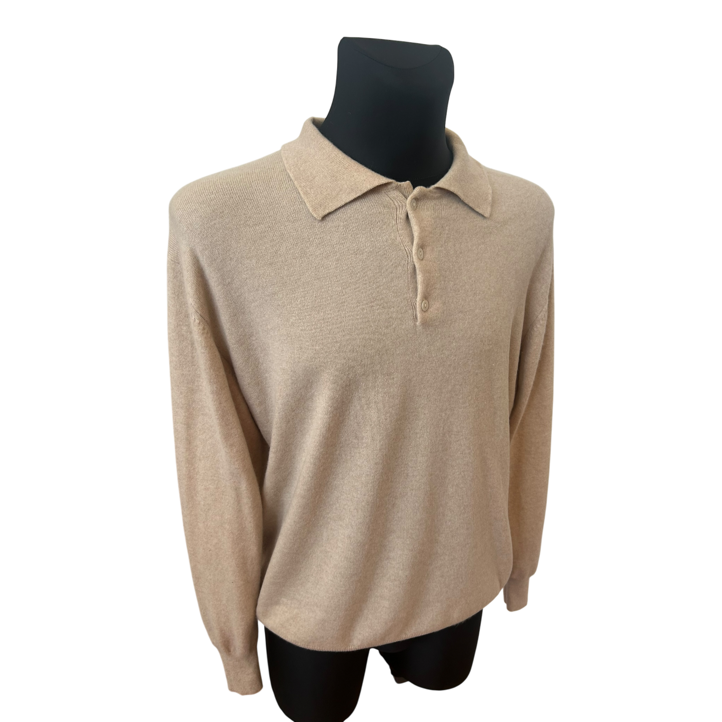 Herren Kaschmir Pullover Beige Polokragen 100 Kaschmir XL 54 Edel Klassisch