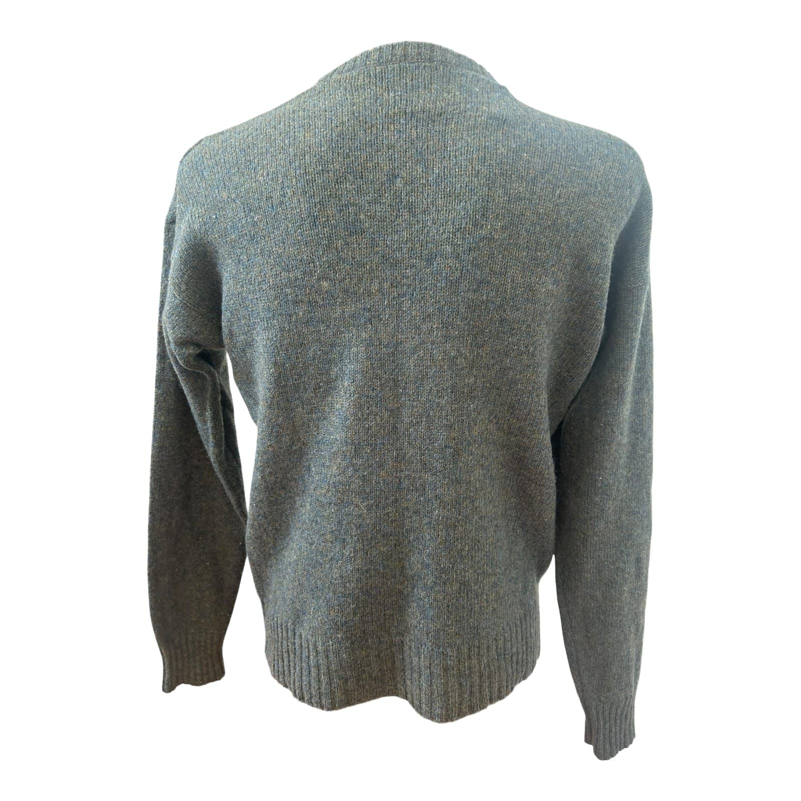 Herren Pullover 54 Schurwolle Grau Beige Blau Argyle Muster Vintage