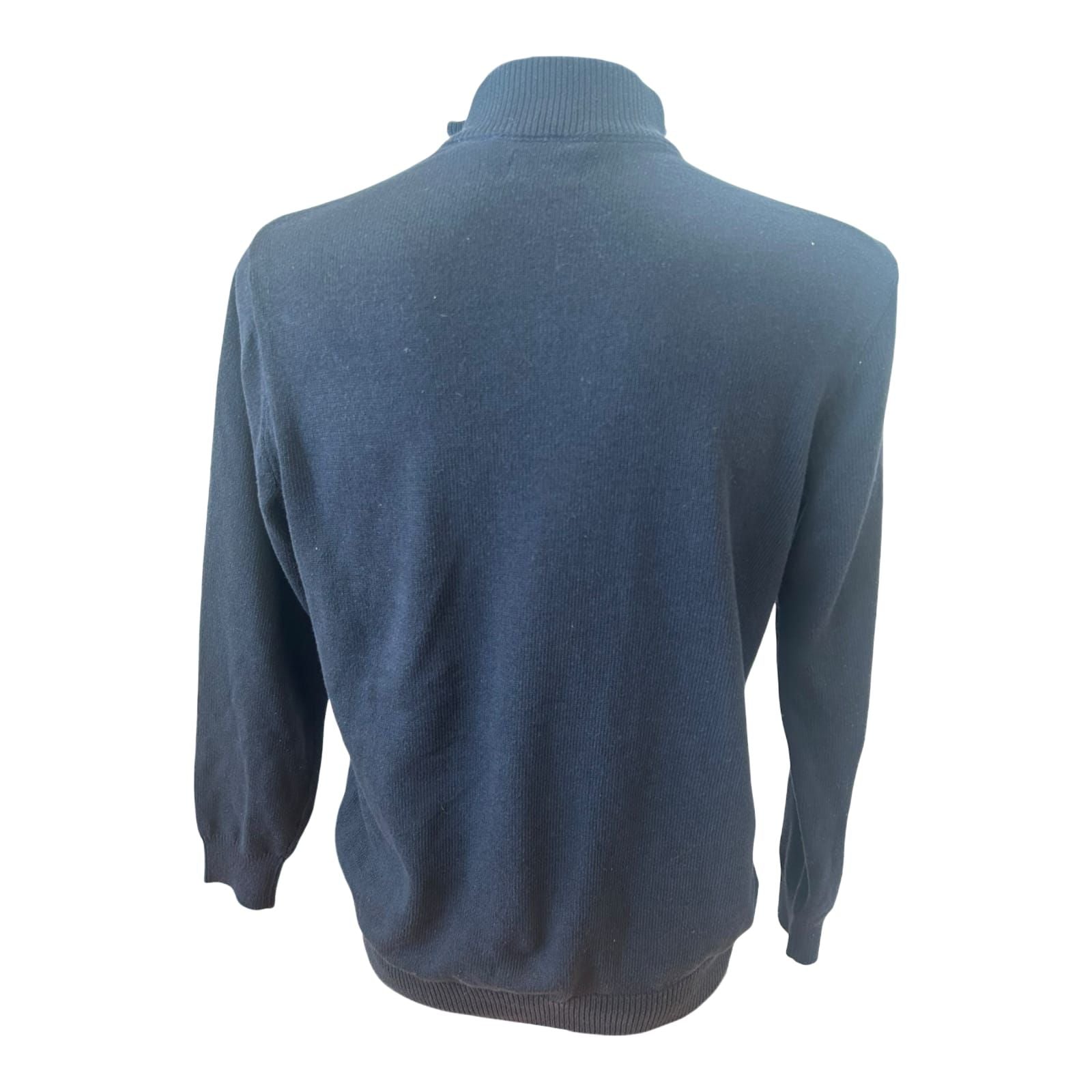 Chaps Herren Pullover M Dunkelblau Rot Stehkragen Reissverschluss Logo