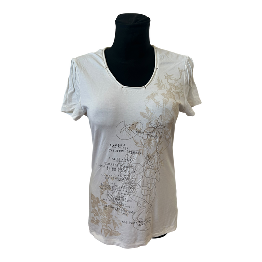 Taifun Damen Shirt Gr 40 Weiß Viskose Stretch Print Elegant Sommer