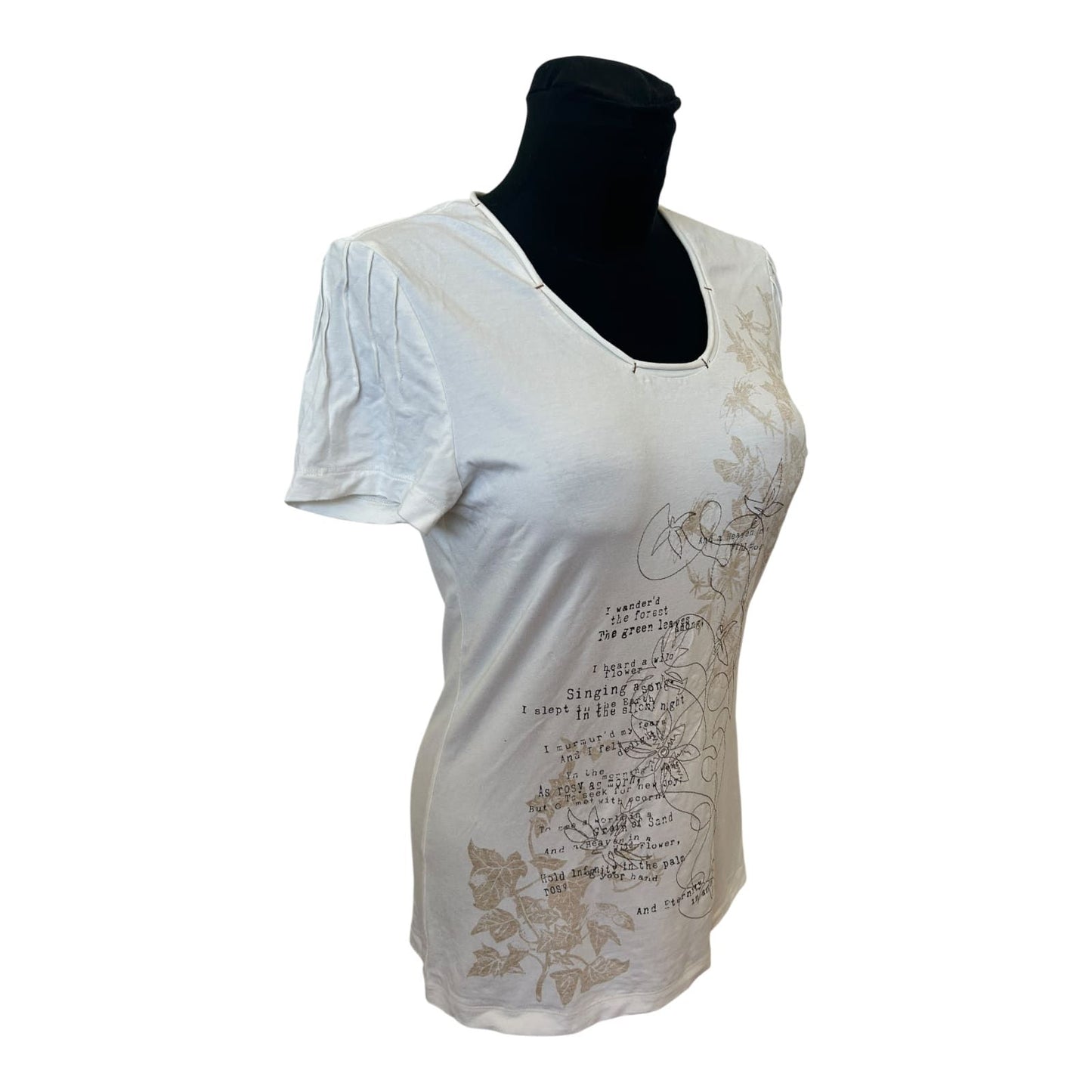Taifun Damen Shirt Gr 40 Weiß Viskose Stretch Print Elegant Sommer