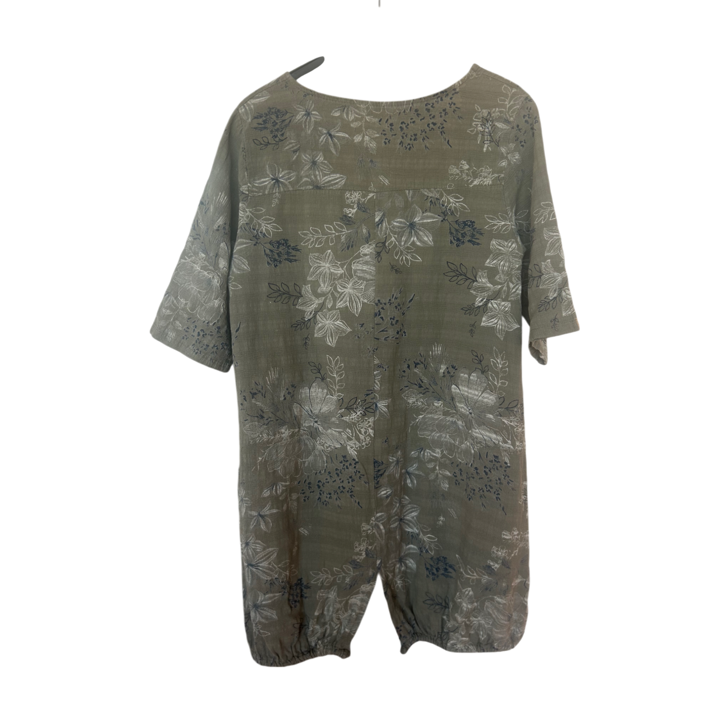 Tunika Kleid Damen Dress Damenkleid Gr. XXL Leinen Florales Muster Luftig Sommer