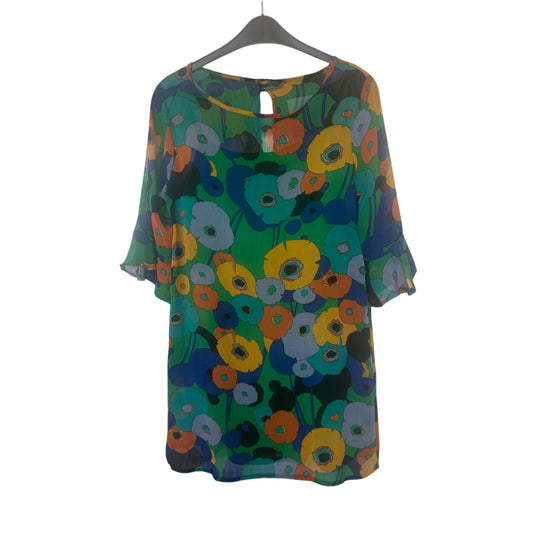 Atmosphere Kleid Damen Dress Damenkleid Gr. 42 Bunt Blumenprint Boho Stil Sommer