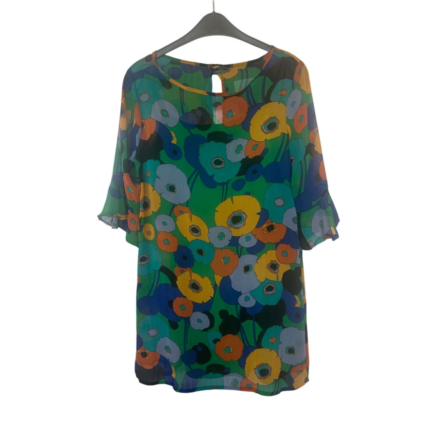 Atmosphere Kleid Damen Dress Damenkleid Gr. 42 Bunt Blumenprint Boho Stil Sommer