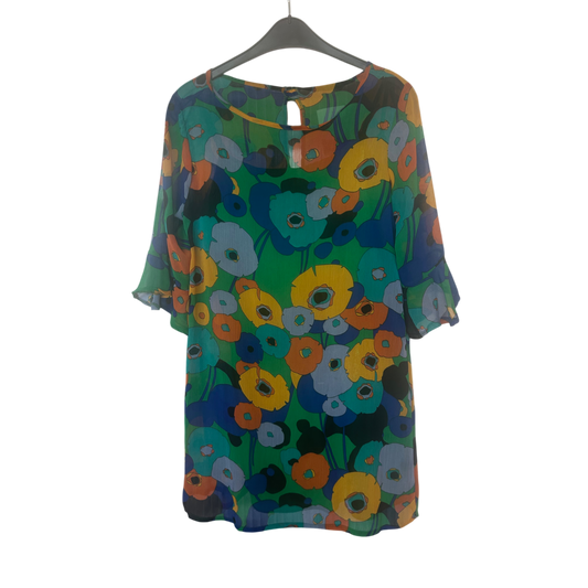 Atmosphere Kleid Damen Dress Damenkleid Gr. 42 Bunt Blumenprint Boho Stil Sommer