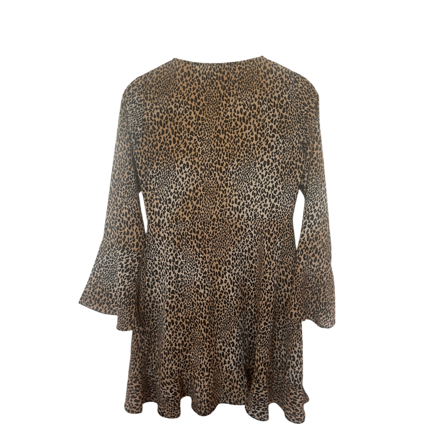 H&M Tunika Kleid Damen Dress Damenkleid Gr. 40 Leoprint Boho Glockenärmel Look