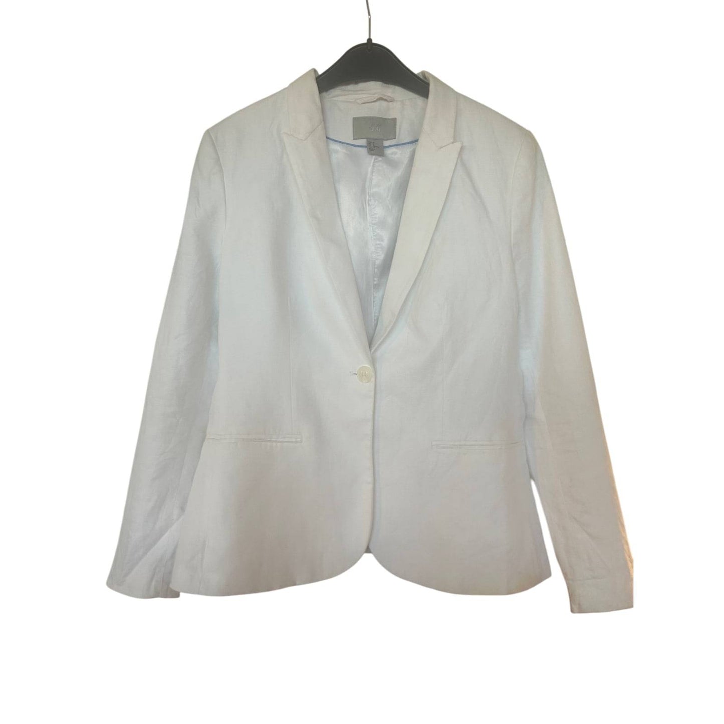 🌿 H&M Blazer 42 – Leinenmix Weiß, Elegant