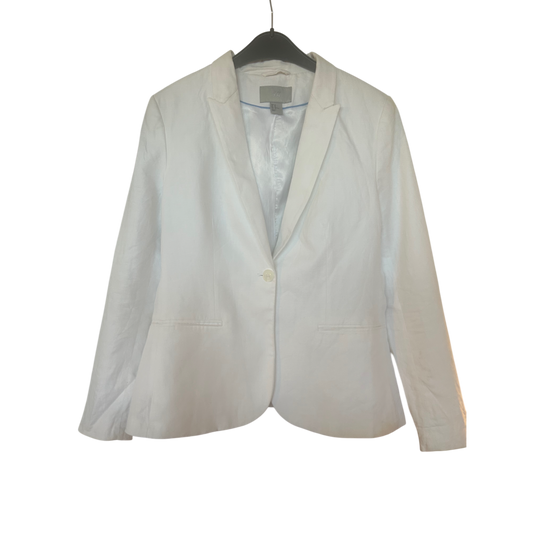 🌿 H&M Blazer 42 – Leinenmix Weiß, Elegant