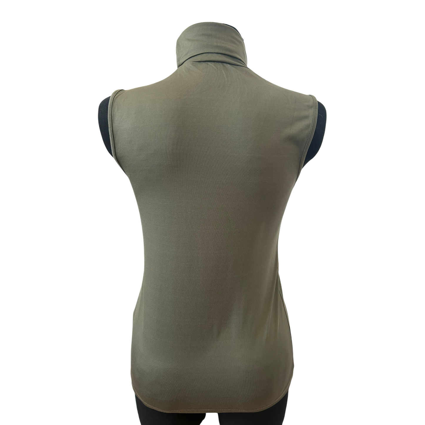 Heine Rollkragen Shirt Damen Gr 38 Khaki Ärmellos Stretch Elegant Basic