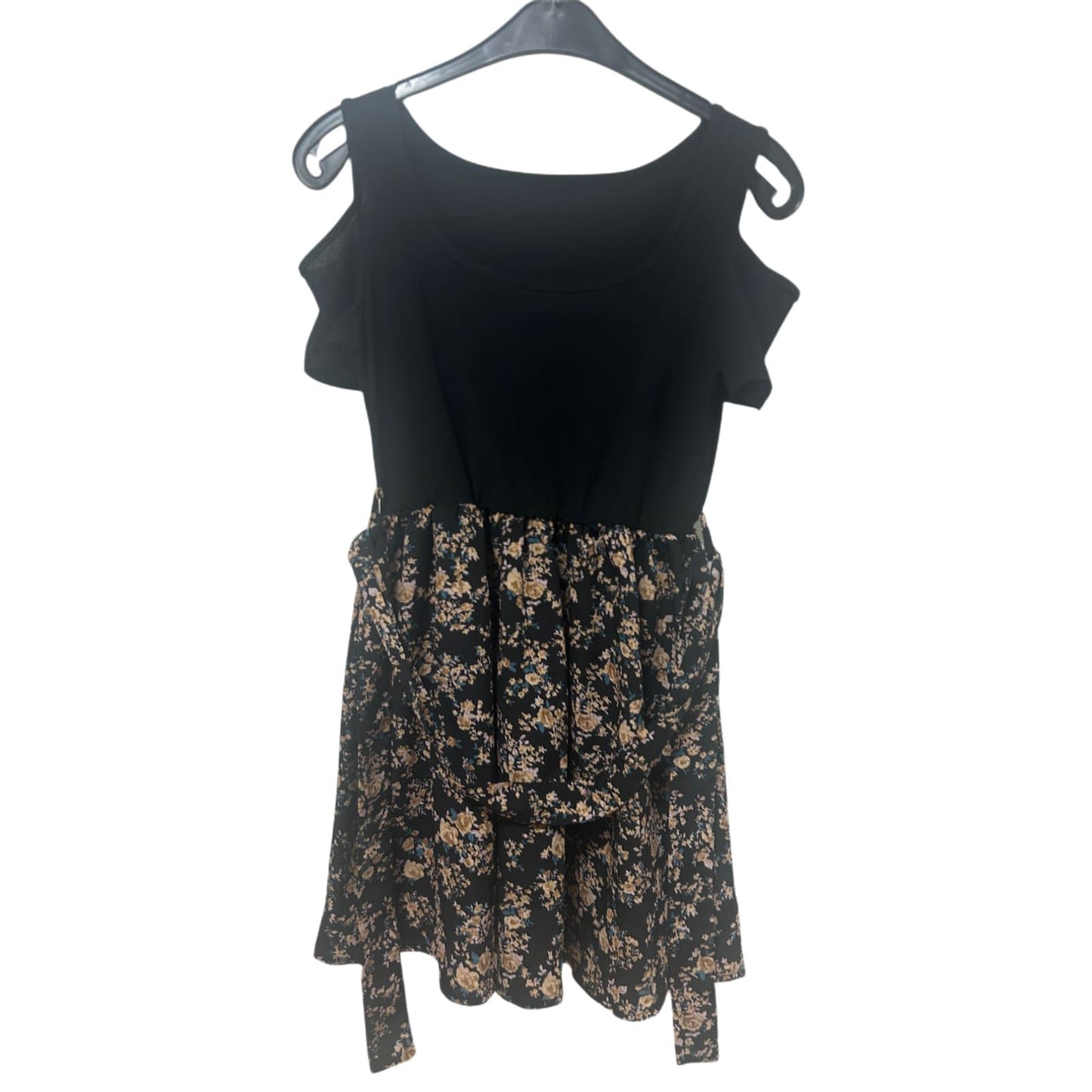 SHEIN Kleid Damen Dress Damenkleid Gr. XS Schwarz Blumen Romantisch Look Elegant