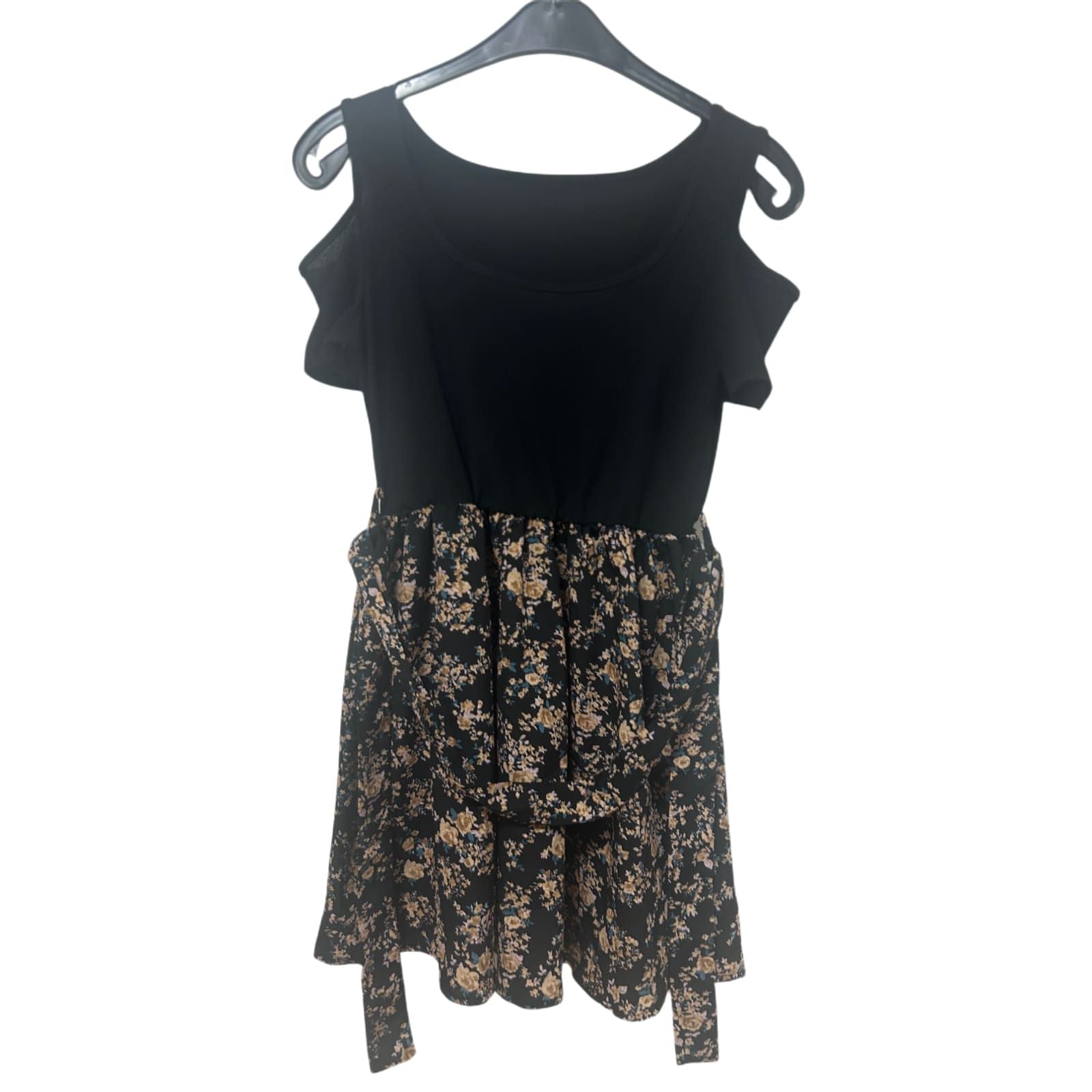 SHEIN Kleid Damen Dress Damenkleid Gr. XS Schwarz Blumen Romantisch Look Elegant