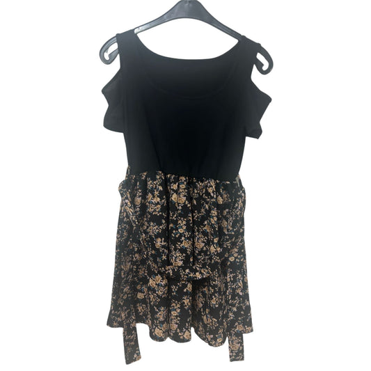 SHEIN Kleid Damen Dress Damenkleid Gr. XS Schwarz Blumen Romantisch Look Elegant