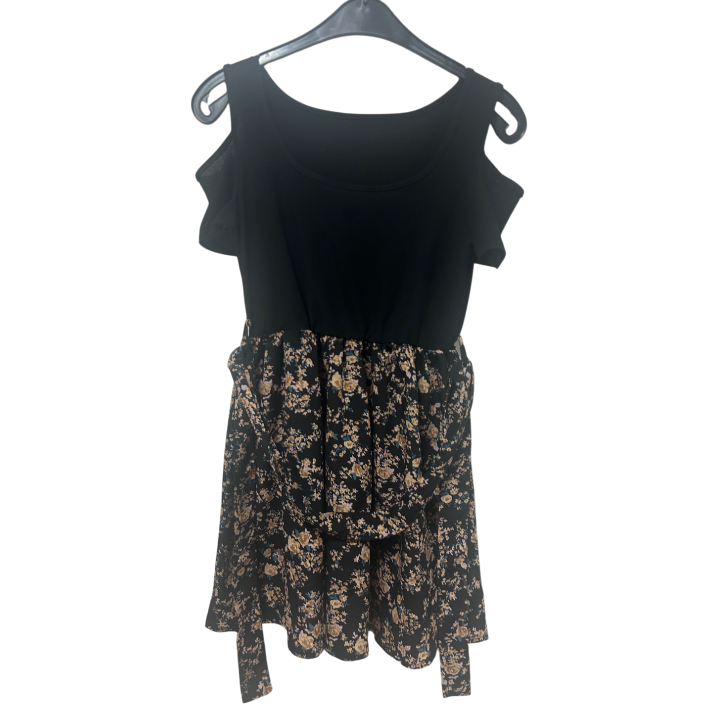 SHEIN Kleid Damen Dress Damenkleid Gr. XS Schwarz Blumen Romantisch Look Elegant