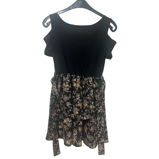 SHEIN Kleid Damen Dress Damenkleid Gr. XS Schwarz Blumen Romantisch Look Elegant