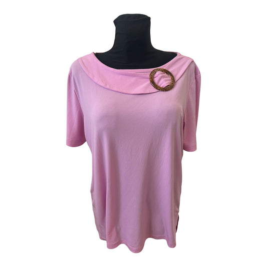 Mondo Italia Shirt Damen Gr M Rosa Schnalle Stretch Elegant Sommer