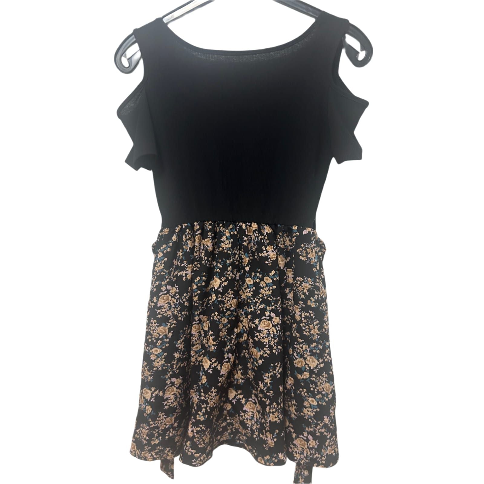 SHEIN Kleid Damen Dress Damenkleid Gr. XS Schwarz Blumen Romantisch Look Elegant