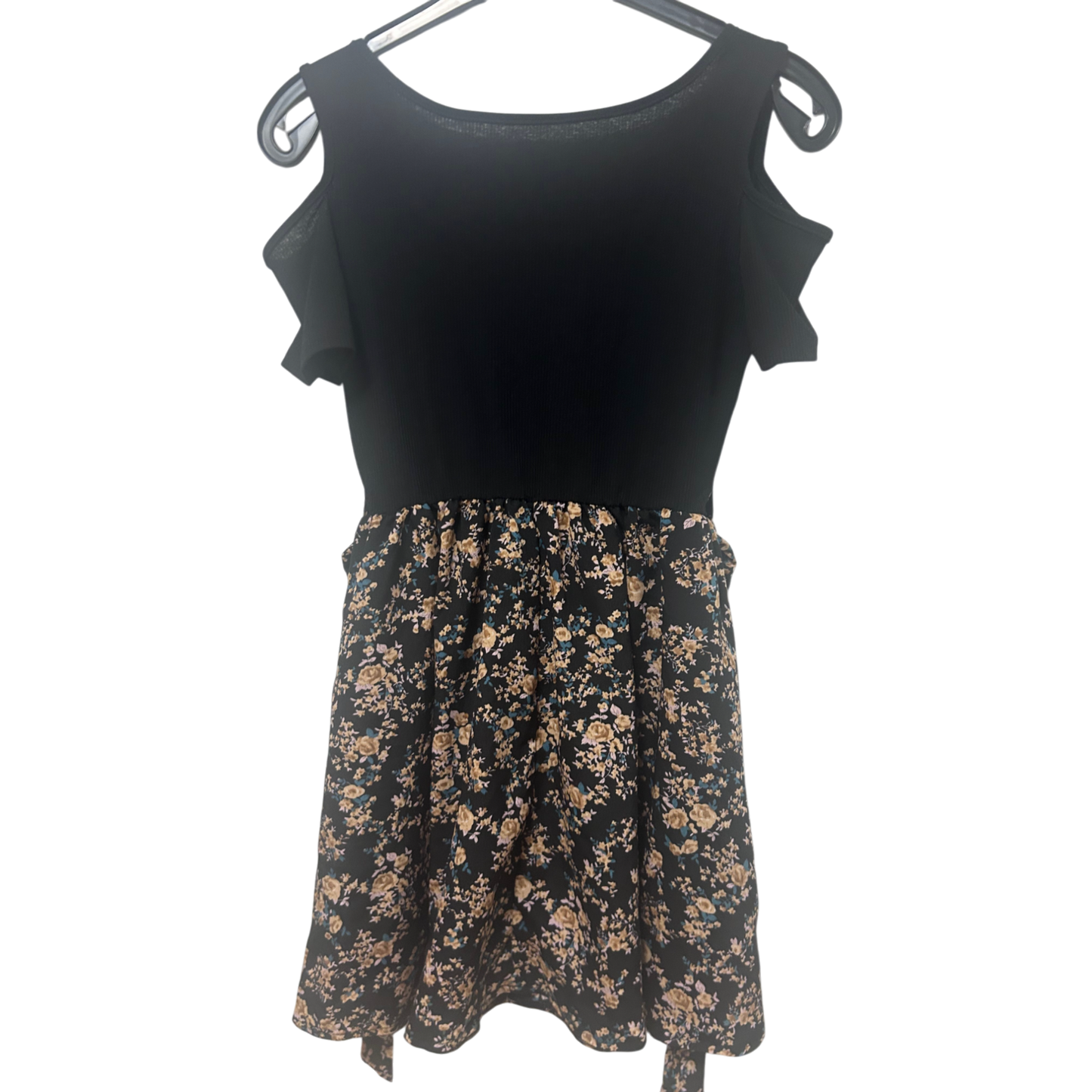 SHEIN Kleid Damen Dress Damenkleid Gr. XS Schwarz Blumen Romantisch Look Elegant