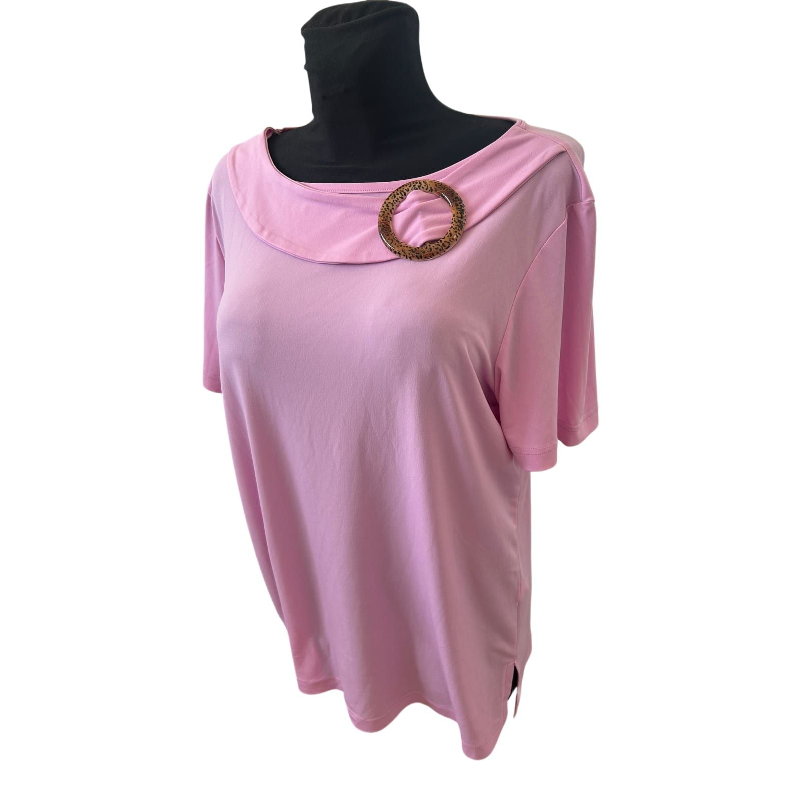 Mondo Italia Shirt Damen Gr M Rosa Schnalle Stretch Elegant Sommer