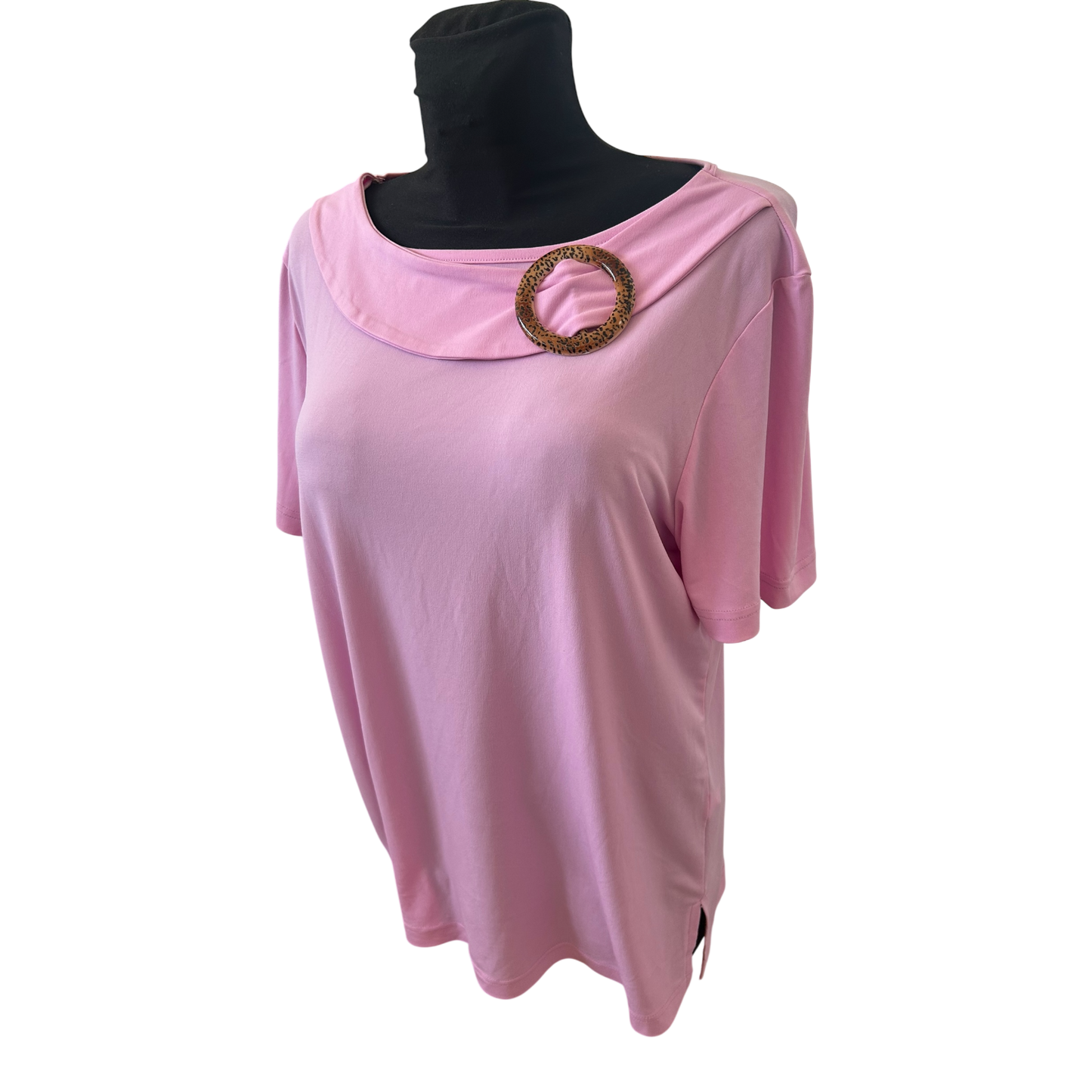 Mondo Italia Shirt Damen Gr M Rosa Schnalle Stretch Elegant Sommer