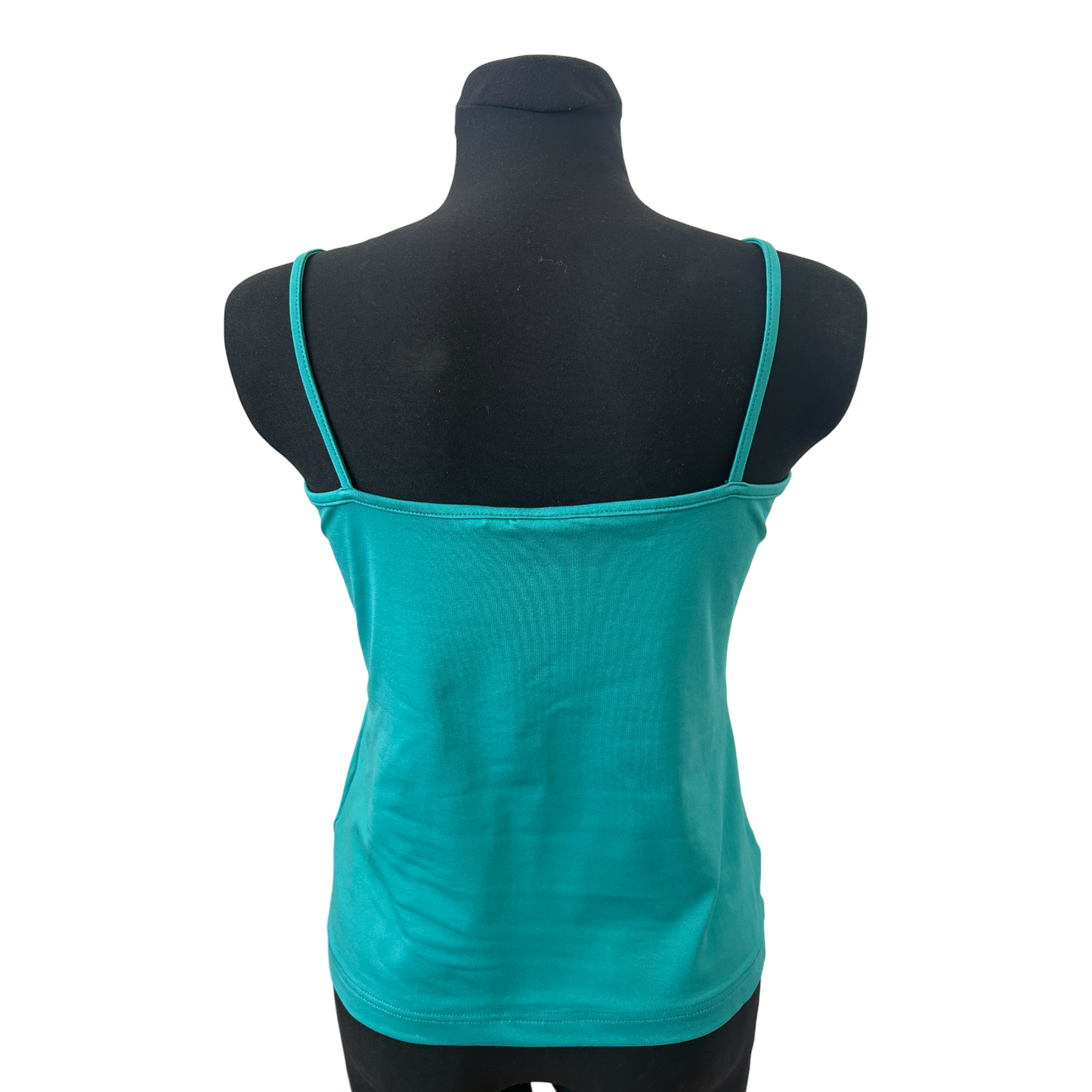 H&M Top Damen Gr L Petrolgrün Spaghettiträger Stretch Basic Sommer