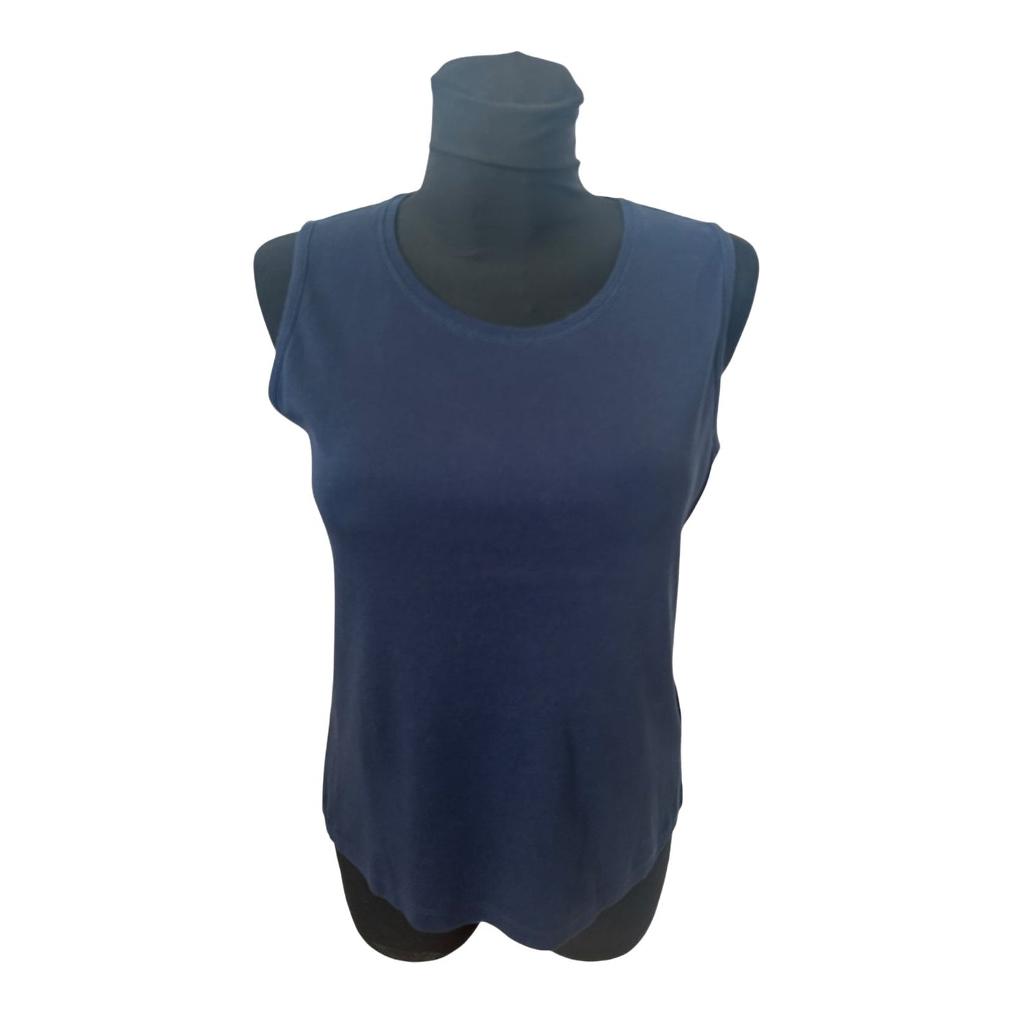 Fabiani Top Damen Gr 40 Dunkelblau Ärmellos Basic Stretch Sommer