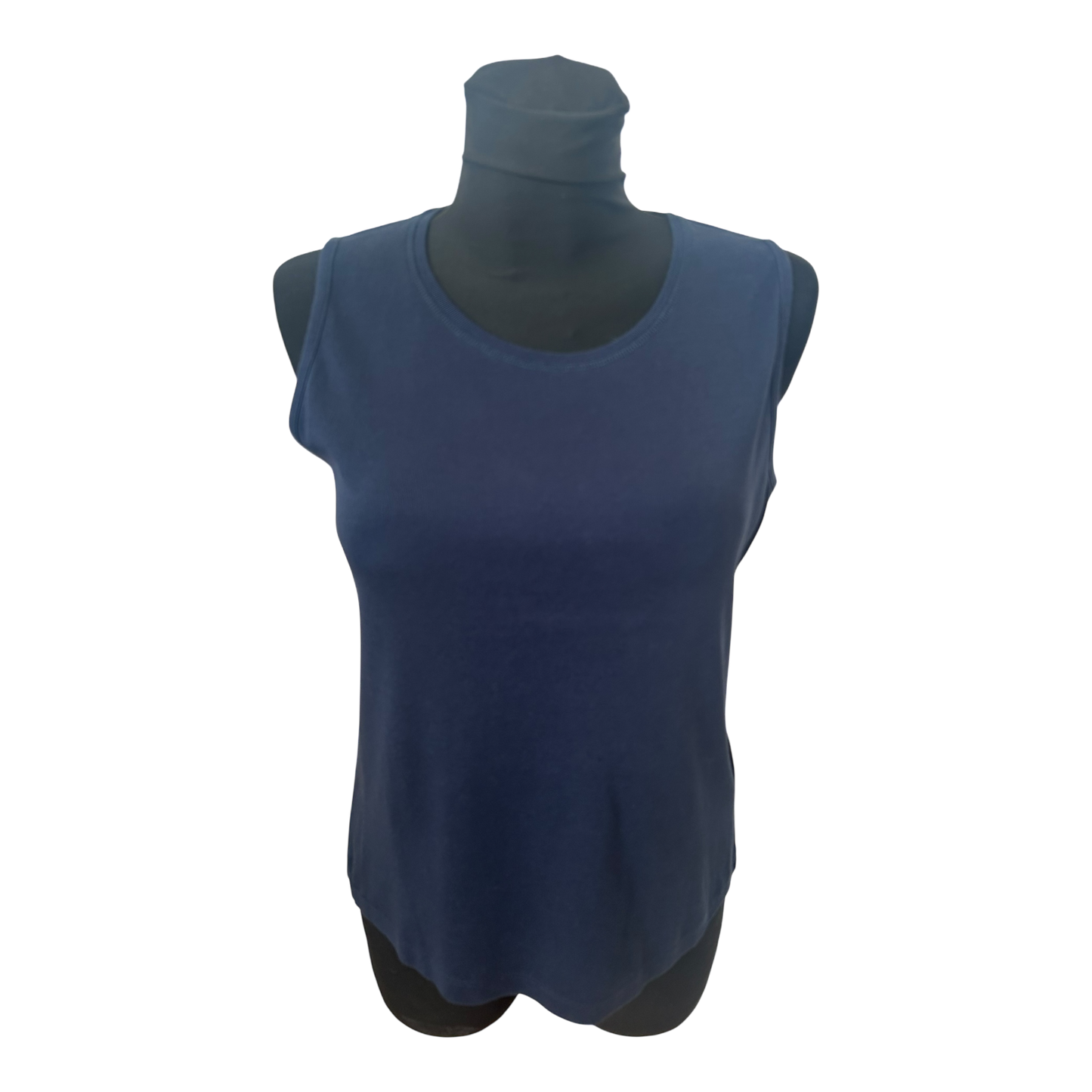 Fabiani Top Damen Gr 40 Dunkelblau Ärmellos Basic Stretch Sommer