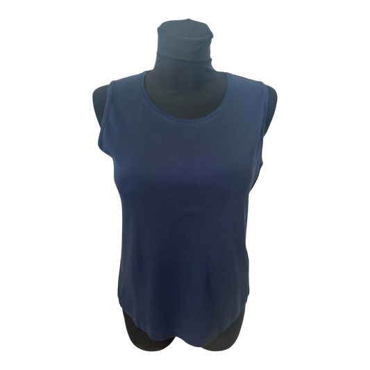 Fabiani Top Damen Gr 40 Dunkelblau Ärmellos Basic Stretch Sommer