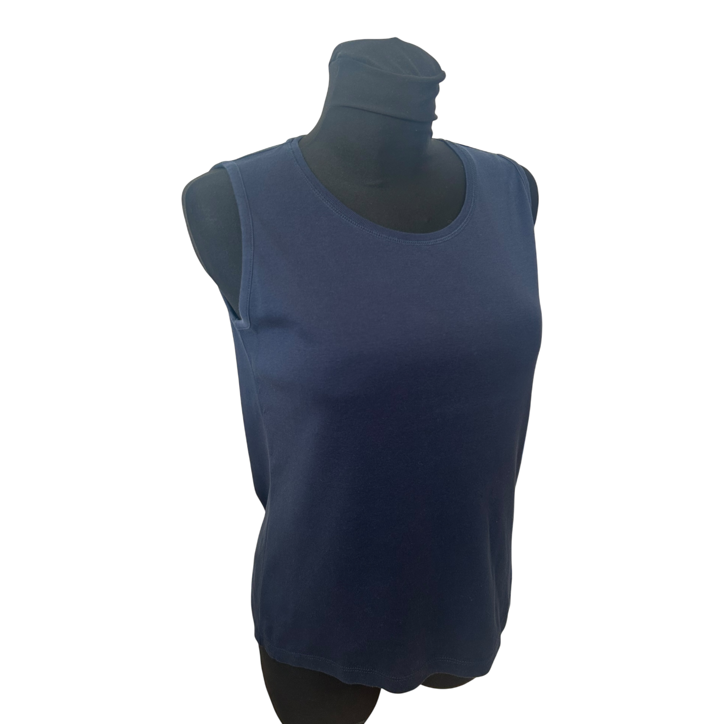 Fabiani Top Damen Gr 40 Dunkelblau Ärmellos Basic Stretch Sommer