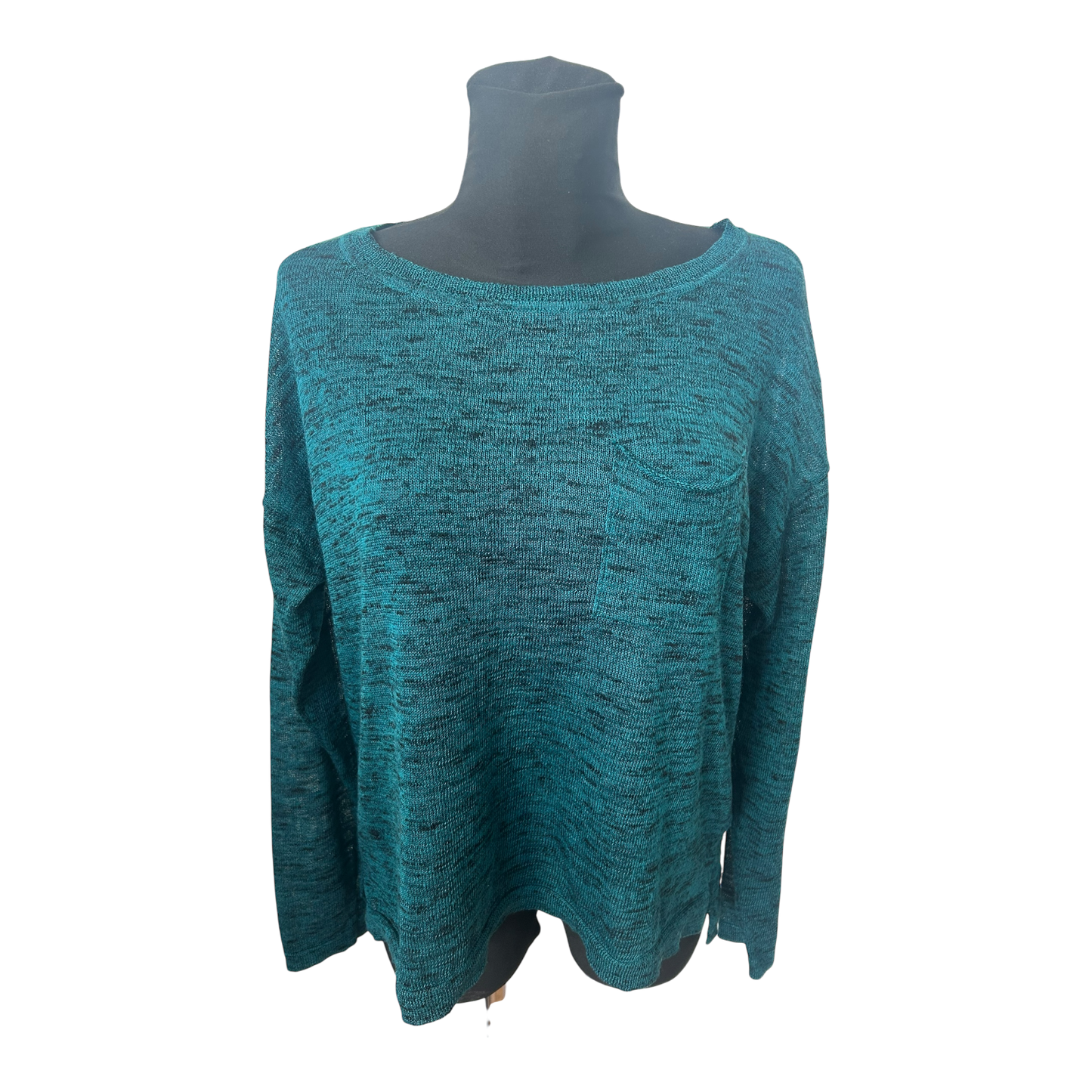 H&M Shirt Damen Gr M Grün Oversize Transparent Strickoptik Basic