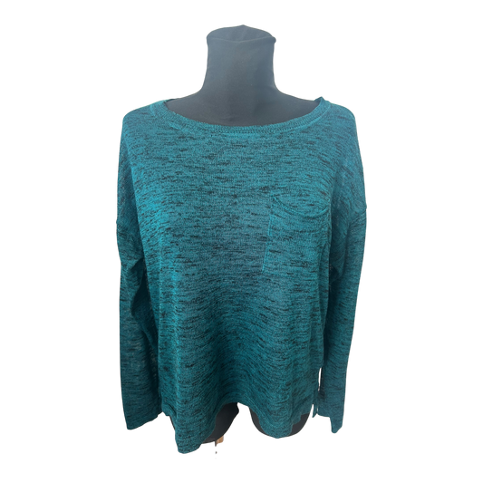 H&M Shirt Damen Gr M Grün Oversize Transparent Strickoptik Basic